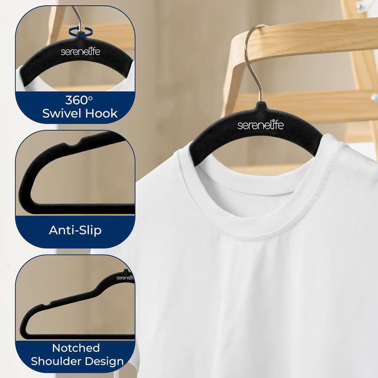 SereneLife Velvet Hangers - Thumbnail 3