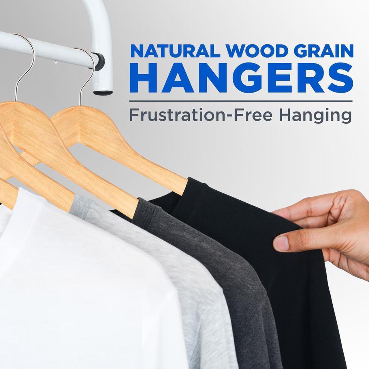 Alt view image 4 of 7 - SereneLife 30 Pcs Wooden Non-Slip Clothes Hangers  Heavy Duty Suit Hanger Set with 360° Swivel Hook (Natural)