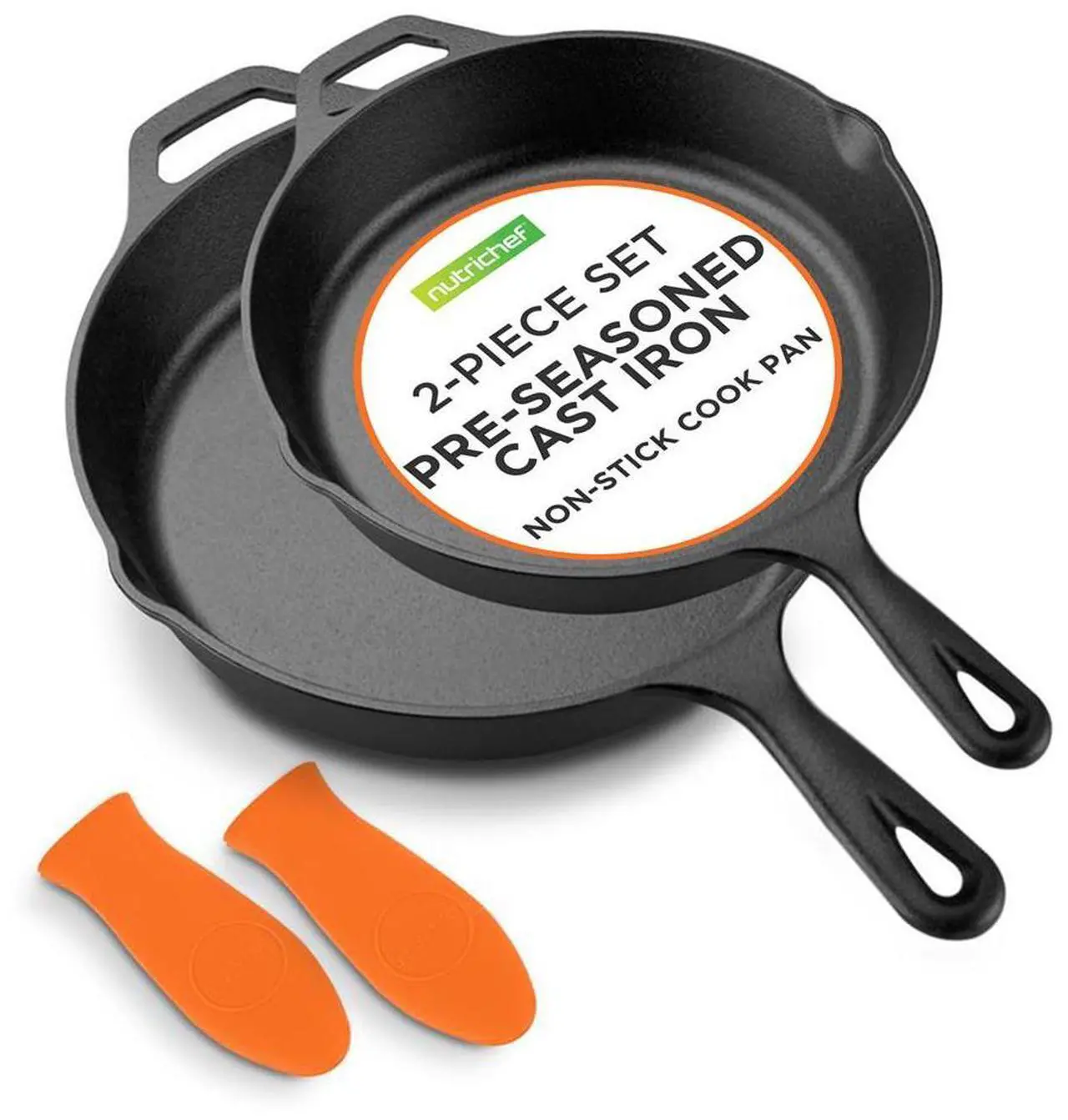 NutriChef Pre-Seasoned Cast Iron Skillet Set - Thumbnail 5