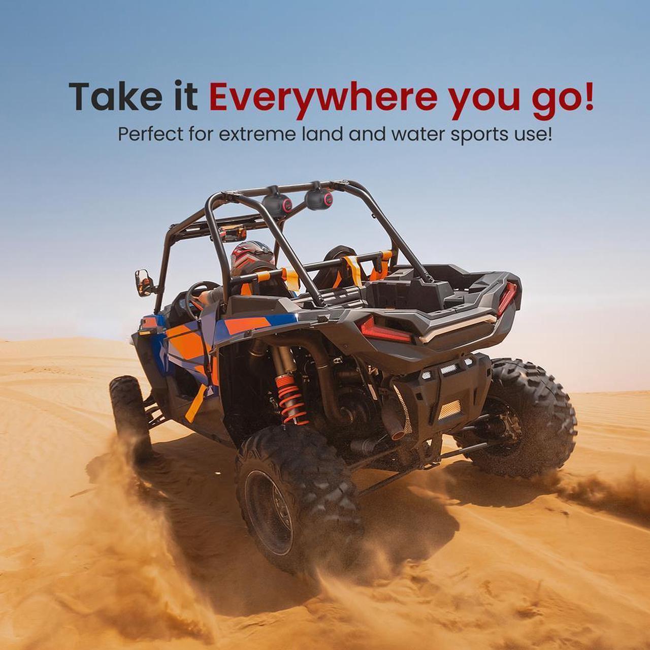 Alt view image 7 of 7 - Pyle 6.5'' Water-Resistant Marine/Off-Road Speakers + 2-Channel Amplifier + Wireless BT Controller PLUTV62CHK, 1200W, for ATV, UTV, Boat, & Watercraft