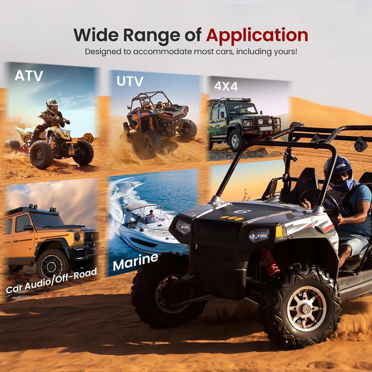 Alt view image 5 of 7 - Pyle 6.5'' Water-Resistant Marine/Off-Road Speakers + 2-Channel Amplifier + Wireless BT Controller PLUTV62CHK, 1200W, for ATV, UTV, Boat, & Watercraft