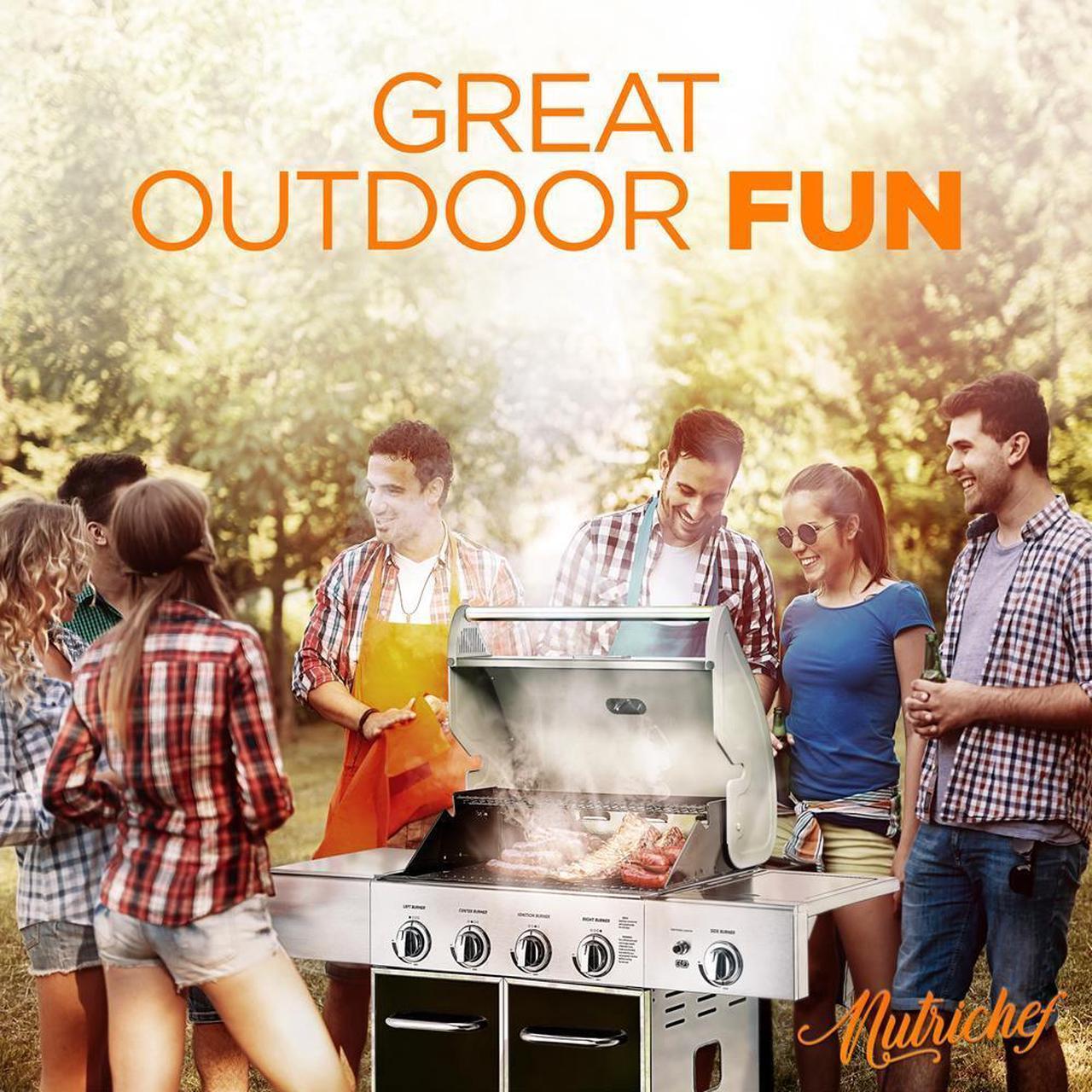 Alt view image 7 of 7 - NutriChef 5-Burner Propane Gas Grill with Side Burner, 52,000 BTU Grilling Capacity - NCGRIL2