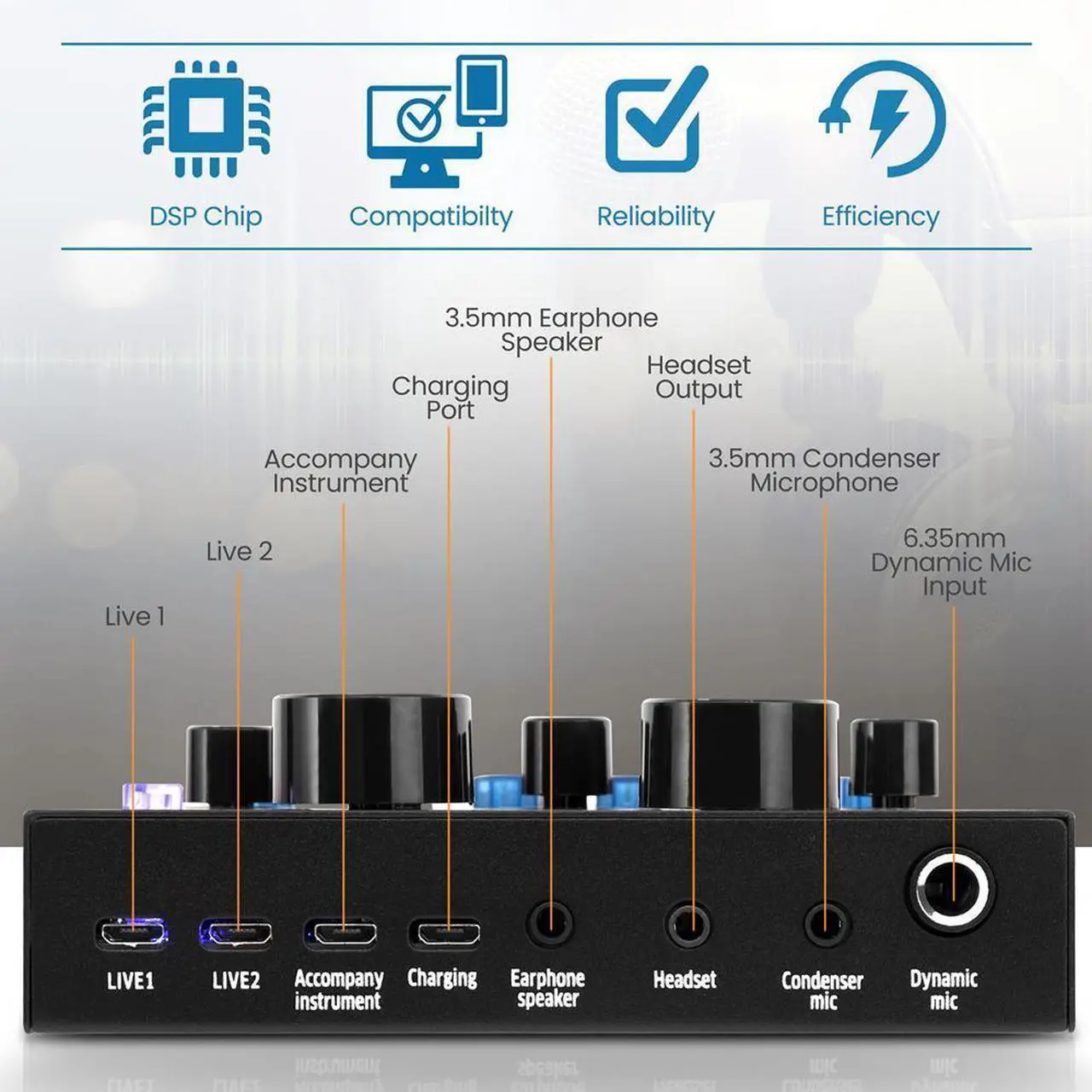 Alt view image 4 of 7 - Pyle Compact Karaoke Live Sound Card, Voice Changer Device for PS4, Xbox, Smartphone, iPad, Computer with Multiple Sound Effects - PTCN208