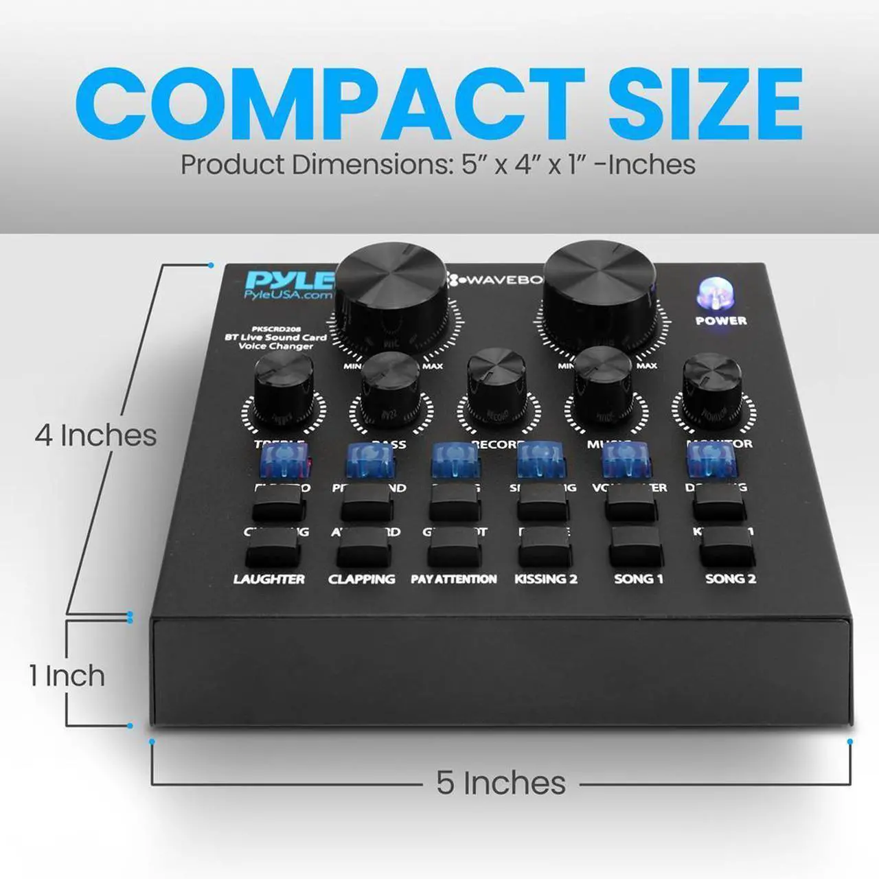 Alt view image 6 of 7 - Pyle Compact Karaoke Live Sound Card, Voice Changer Device for PS4, Xbox, Smartphone, iPad, Computer with Multiple Sound Effects - PTCN208