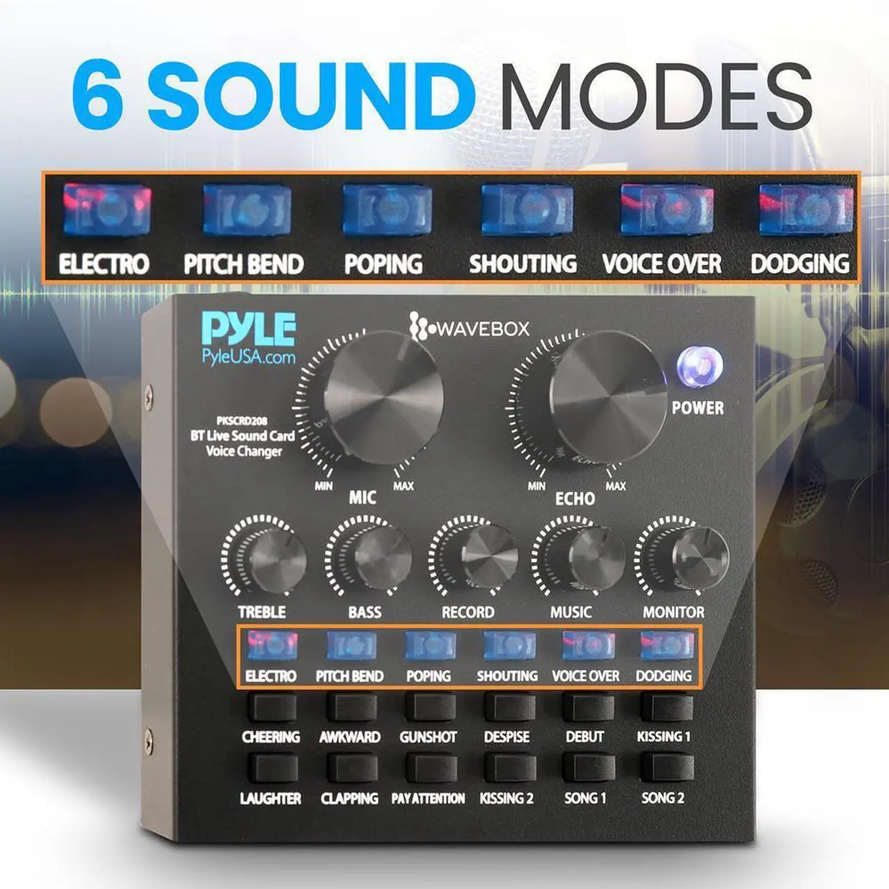 Alt view image 5 of 7 - Pyle Compact Karaoke Live Sound Card, Voice Changer Device for PS4, Xbox, Smartphone, iPad, Computer with Multiple Sound Effects - PTCN208