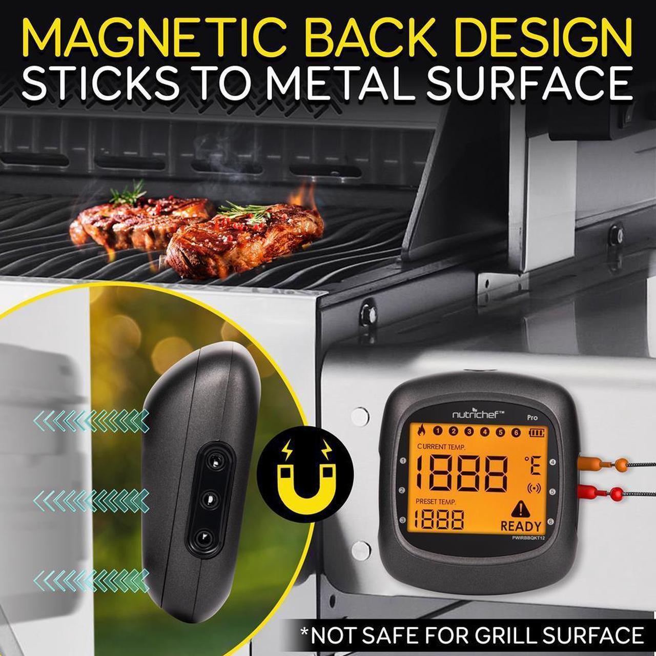 Alt view image 3 of 7 - NutriChef Bluetooth Wireless BBQ Digital Thermometer, Includes 2 Temperature Probes and Travel Case, Digital LCD Display Screen - PWIRBBQKT12