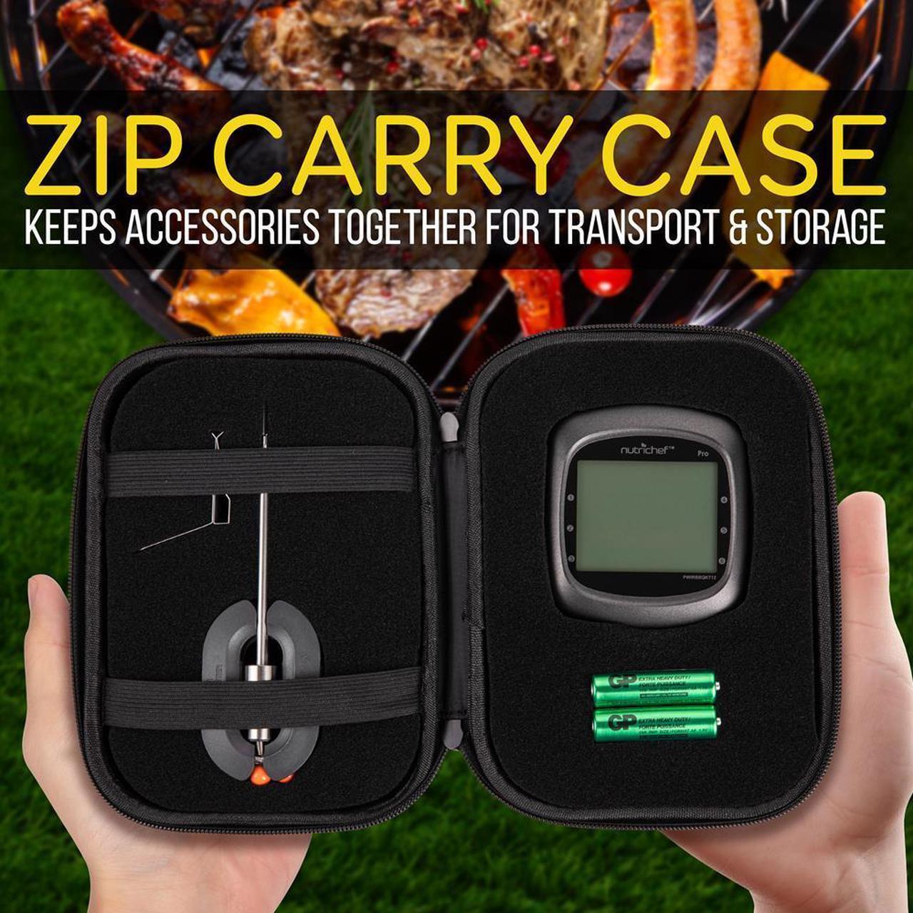Alt view image 7 of 7 - NutriChef Bluetooth Wireless BBQ Digital Thermometer, Includes 2 Temperature Probes and Travel Case, Digital LCD Display Screen - PWIRBBQKT12