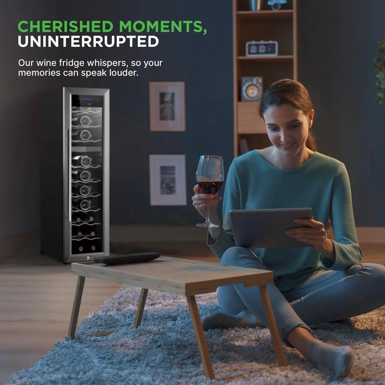 Alt view image 6 of 7 - NutriChef Wine Chilling Refrigerator Cellar, 27-Bottle Capacity, Dual-Zone Wine Cooler, Digital Touch Control, Stainless Steel Frame - PKCWCDS278