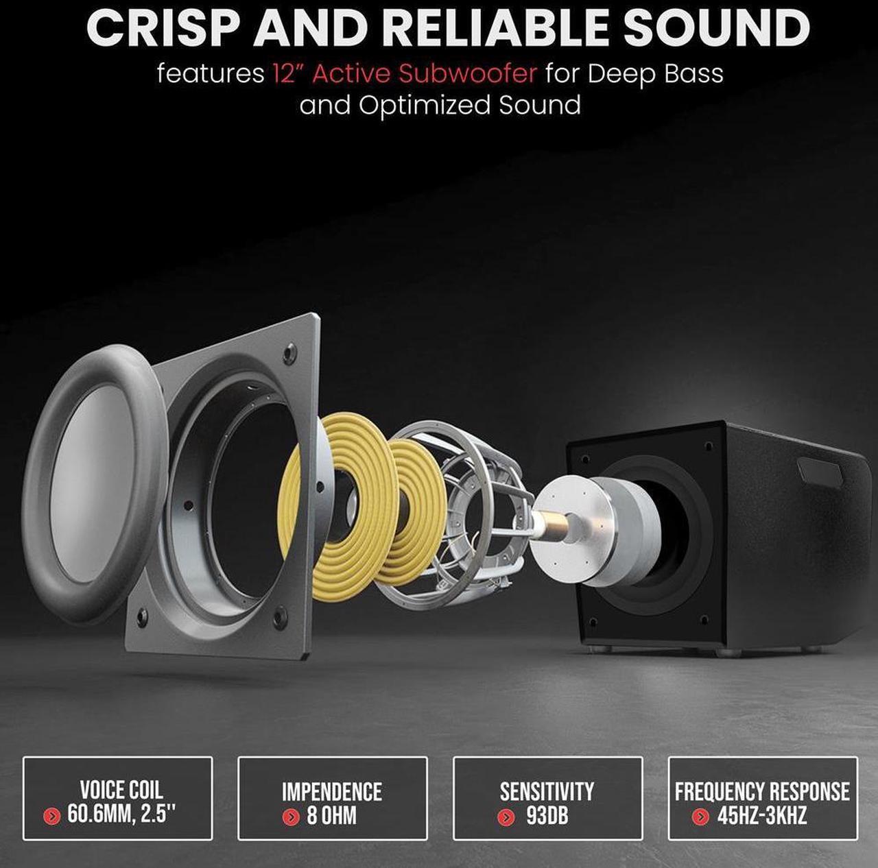 Alt view image 3 of 7 - Pyle Wireless Bluetooth Streaming Active PA Speaker System with 2x12" Subwoofers, 4x4 Woofers, 4x1" Tweeters, EQ, and Remote Control - PS1224ACT