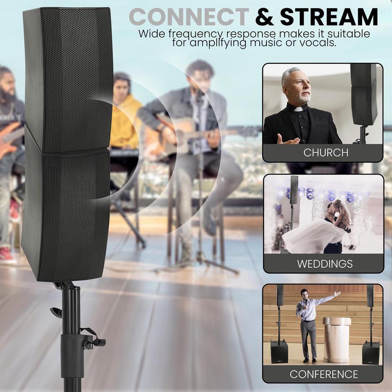 Alt view image 2 of 7 - Pyle Wireless Bluetooth Streaming Active PA Speaker System with 2x12" Subwoofers, 4x4 Woofers, 4x1" Tweeters, EQ, and Remote Control - PS1224ACT