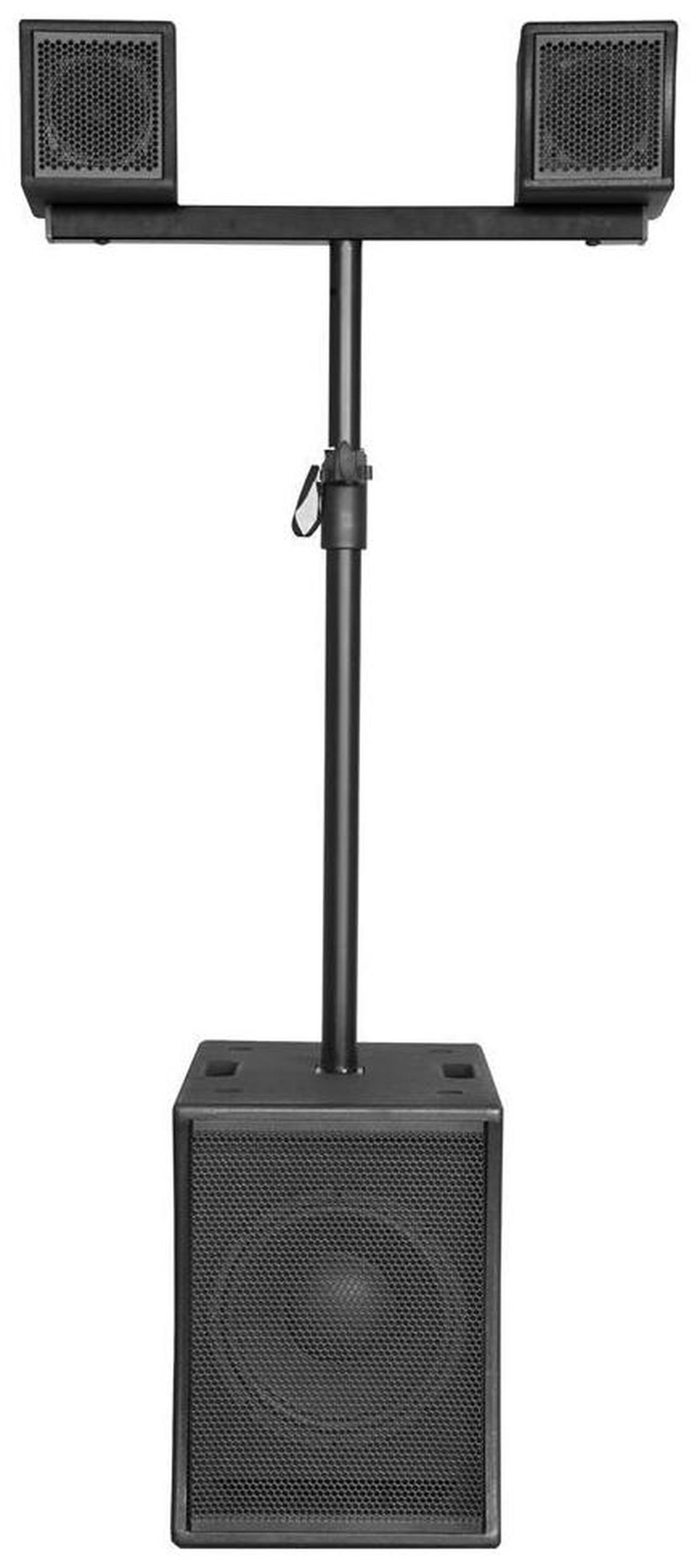 Main image of Pyle Professional Compact Line Array Column Speaker with 10-Inch Subwoofer, 2 x 4-Inch Satellite Speakers, DSP, Wireless Bluetooth Streaming, USB, SD, 2.1 Channel, 1880W