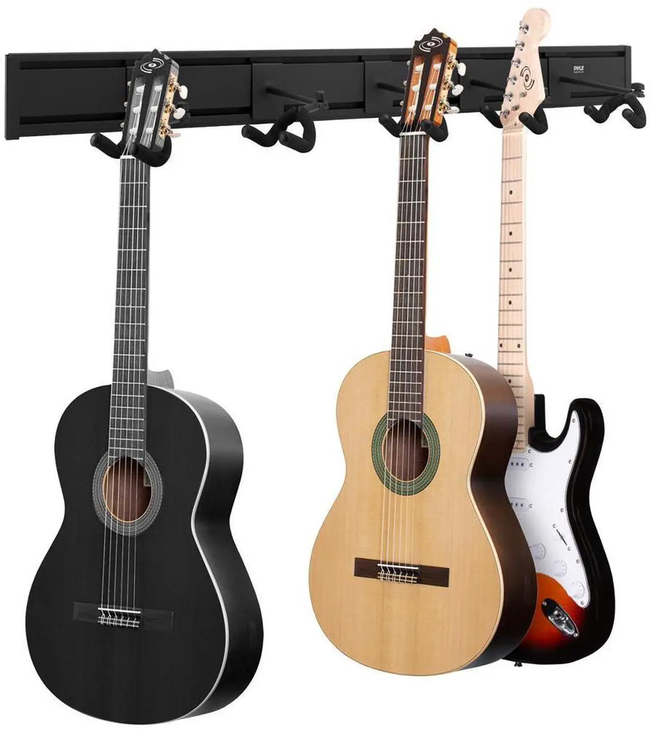 Main image of Pyle Guitar Keeper Bundle - 5 Adjustable Guitar Hangers and Guitar Wall Mount Bracket Holders for Acoustic and Electric Guitars