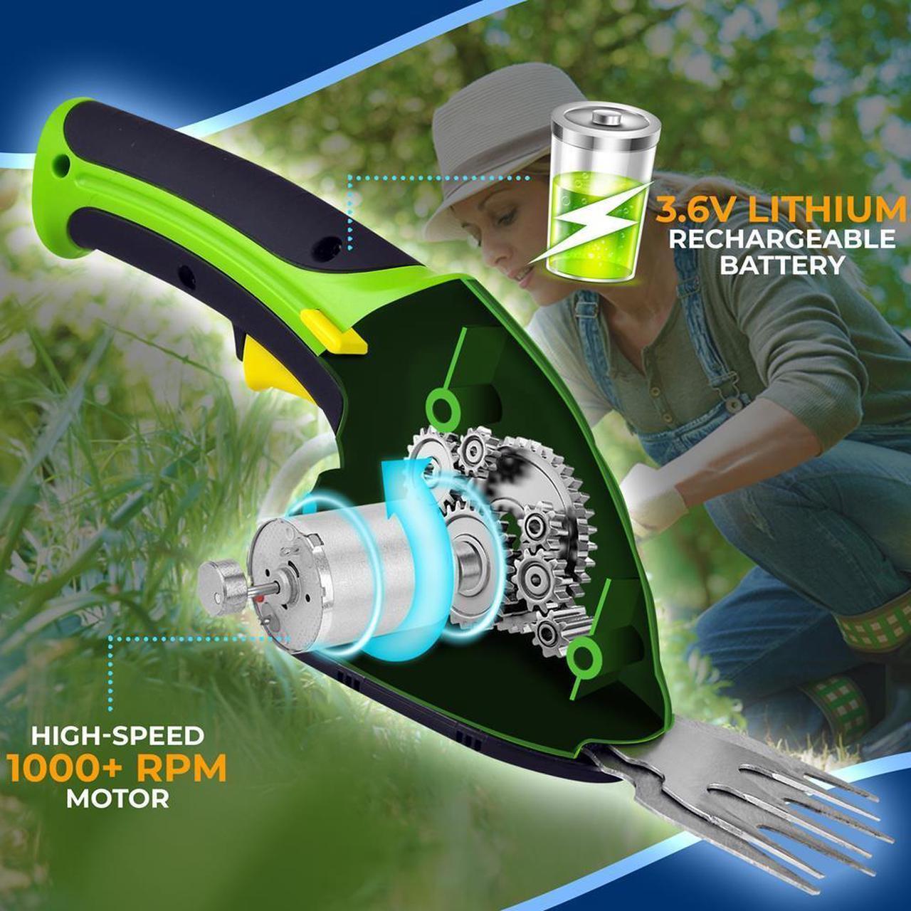 Alt view image 3 of 7 - Pyle 2-in-1 Cordless Grass Cutter and Hedge Trimmer, Rechargeable Battery, Easy-to-Use 'Glide-Cut' Technology, Lightweight, Perfect for Lawns and Gardens - PSLHTM25