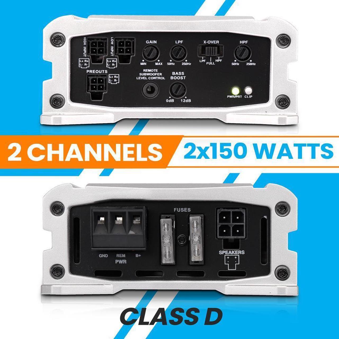 Alt view image 7 of 7 - Pyle 2-Channel Weather-Resistant Audio Amplifier System, Class D Compact Design, 1000W Max Power, Perfect for Car, ATV, Marine & More - PLMRC300X2