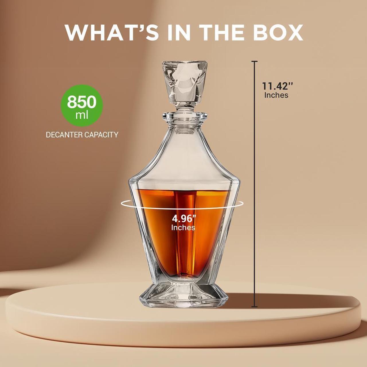 Alt view image 5 of 7 - NutriChef Whiskey Decanter Set - 850ml Crystal Glass with Thick Bottom, Classic Design for Scotch, Brandy, Vodka, Wine - NCGD1X29