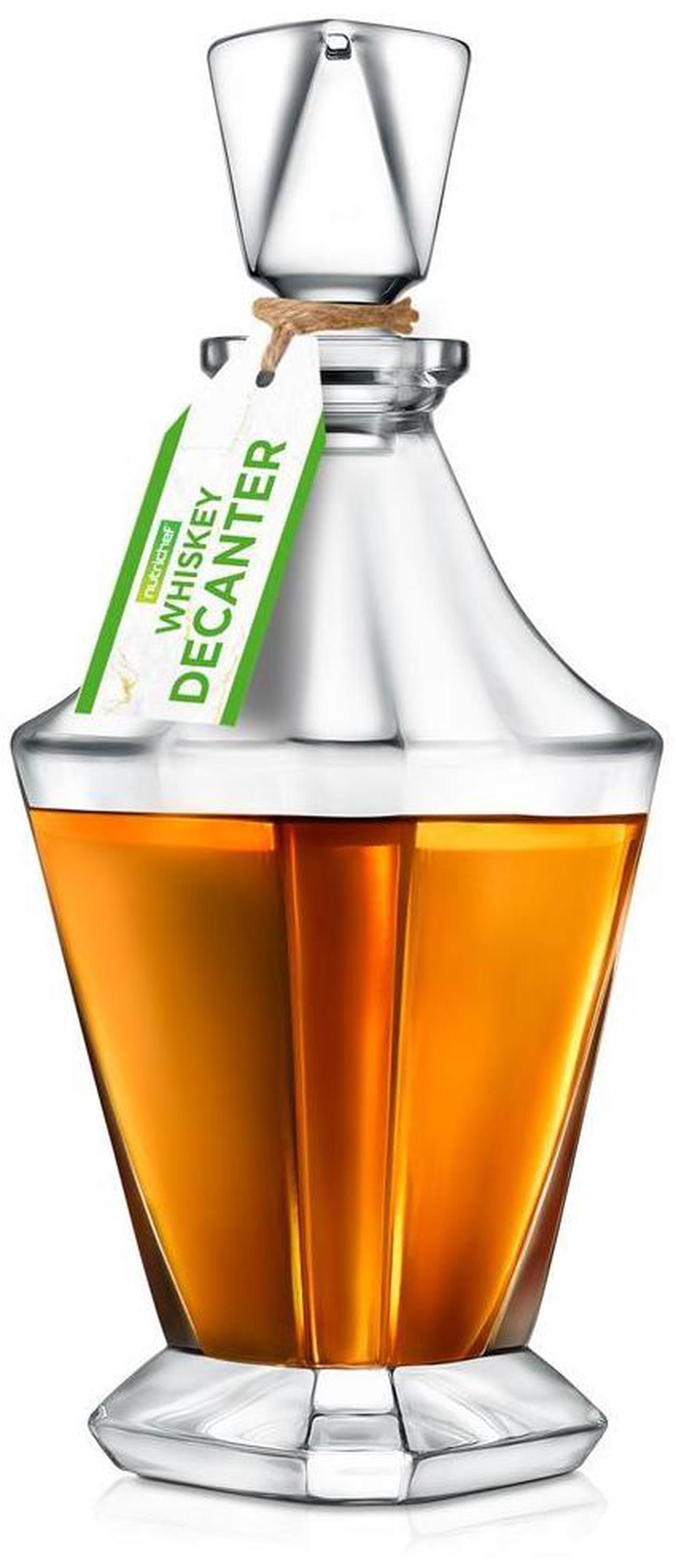 Main image of NutriChef Whiskey Decanter Set - 850ml Crystal Glass with Thick Bottom, Classic Design for Scotch, Brandy, Vodka, Wine - NCGD1X29