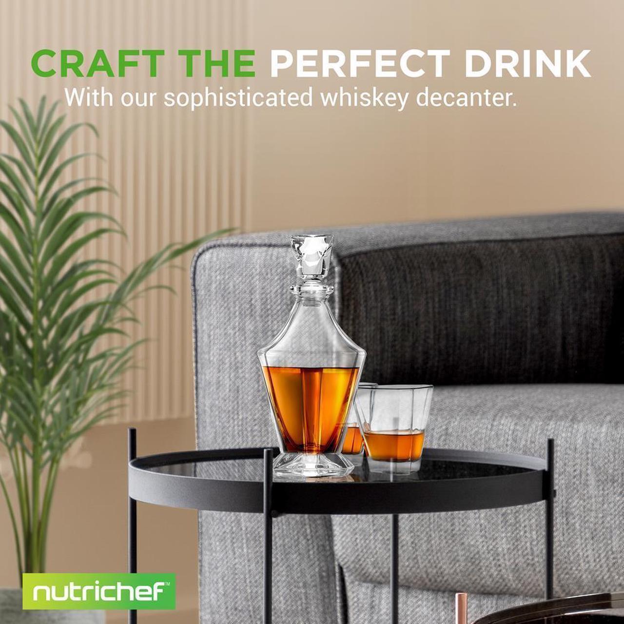 Alt view image 6 of 7 - NutriChef Whiskey Decanter Set - 850ml Crystal Glass with Thick Bottom, Classic Design for Scotch, Brandy, Vodka, Wine - NCGD1X29