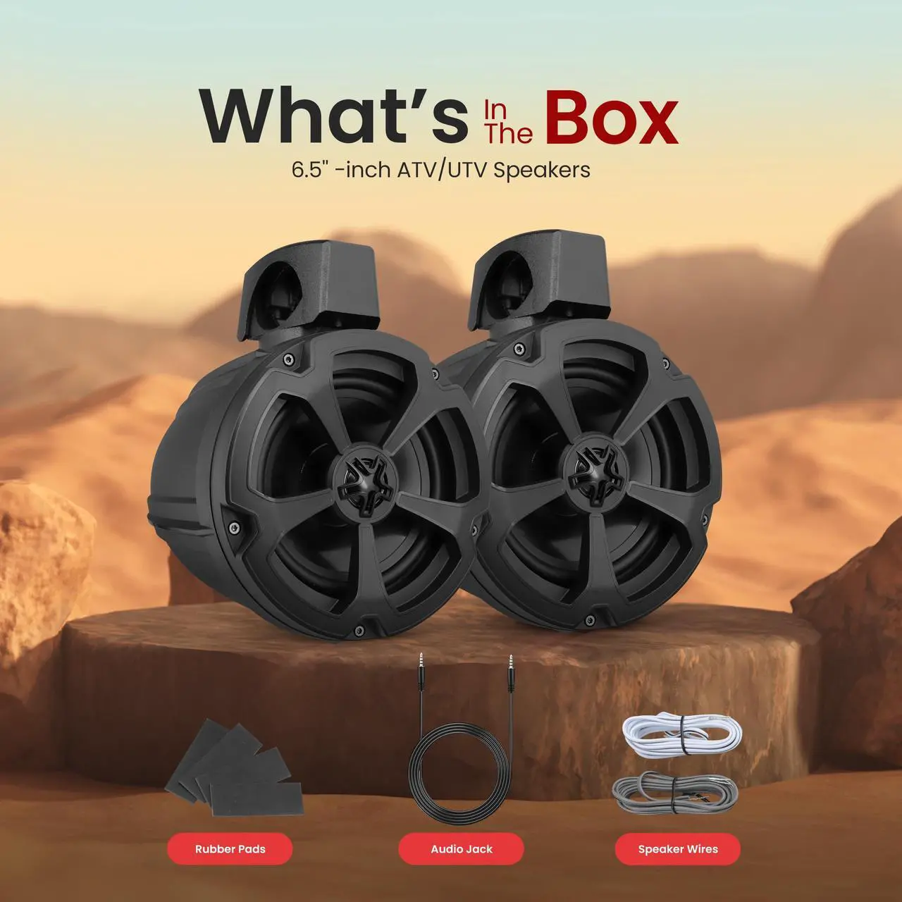 Alt view image 3 of 5 - Pyle Marine-Grade Powersports Active Speaker System - 1200w Peak Power, Bluetooth 5.0 Waterproof UTV ATV 6.5" Speaker with Integrated Amplifier, Universal Roll Bar Mount for Jeep 4x4 (Pair)