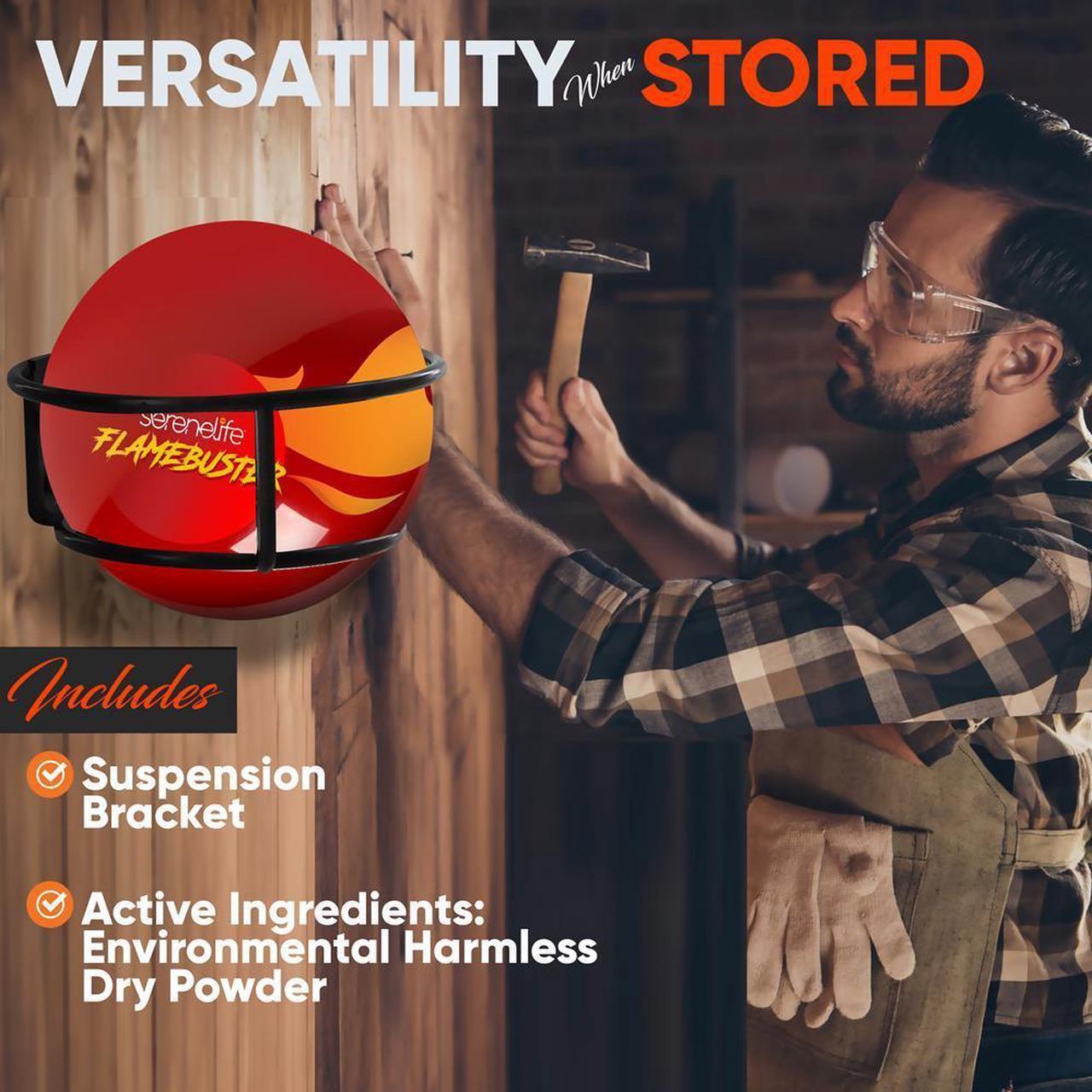 Alt view image 4 of 7 - SereneLife Automatic Fire Ball Extinguisher with Mounting Bracket - ABC Fire Extinguisher, Fire Suppression Device, Fire Safety