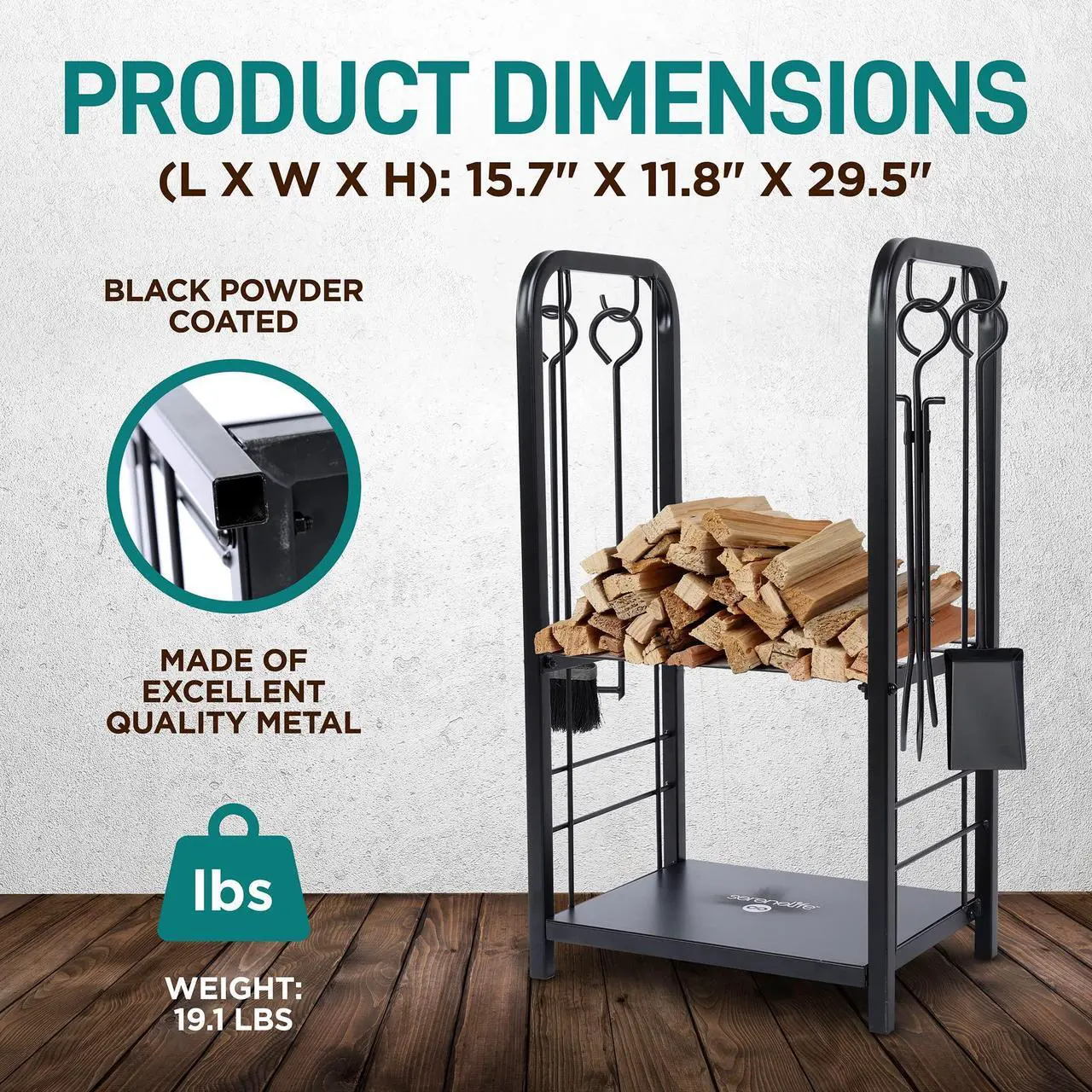 Alt view image 3 of 5 - SereneLife Firewood Storage Rack - Heavy Duty Wood Stackers Organizer, 220 lbs weight Log Capacity, Stack up your Logs and Keeps it Dry, Suitable for any Seasons, Perfect for Indoor and Outdoors