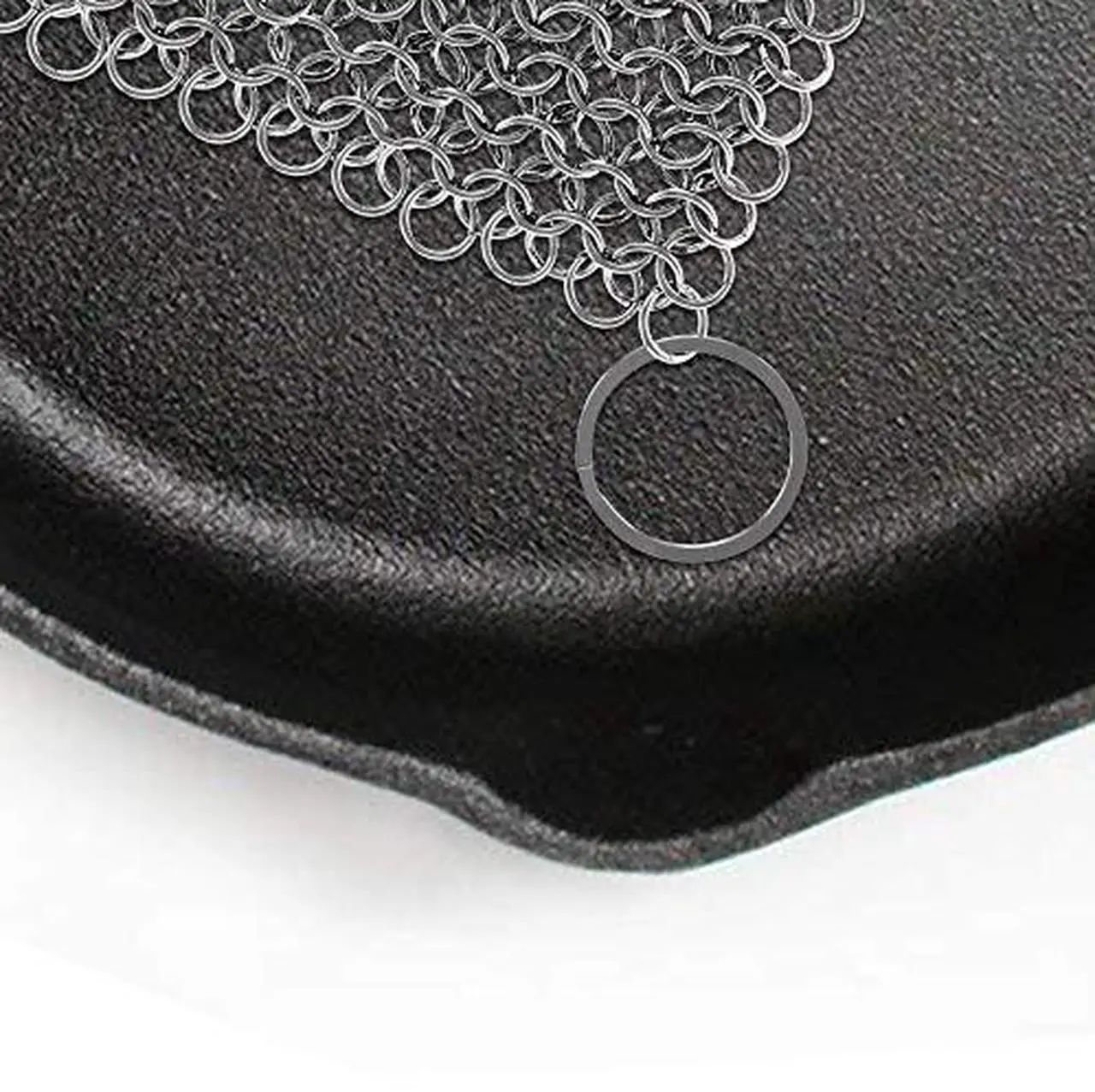 Alt view image 6 of 6 - NutriChef Stainless Steel Cast Iron Cleaner - 3.94"x3.94" Rustproof Dishwasher Safe Chainmail Metal Scraper Cleaning Tool for Preseasoned Pans, Pot, Dutch Oven, Skillet, Wok, Waffle Iron