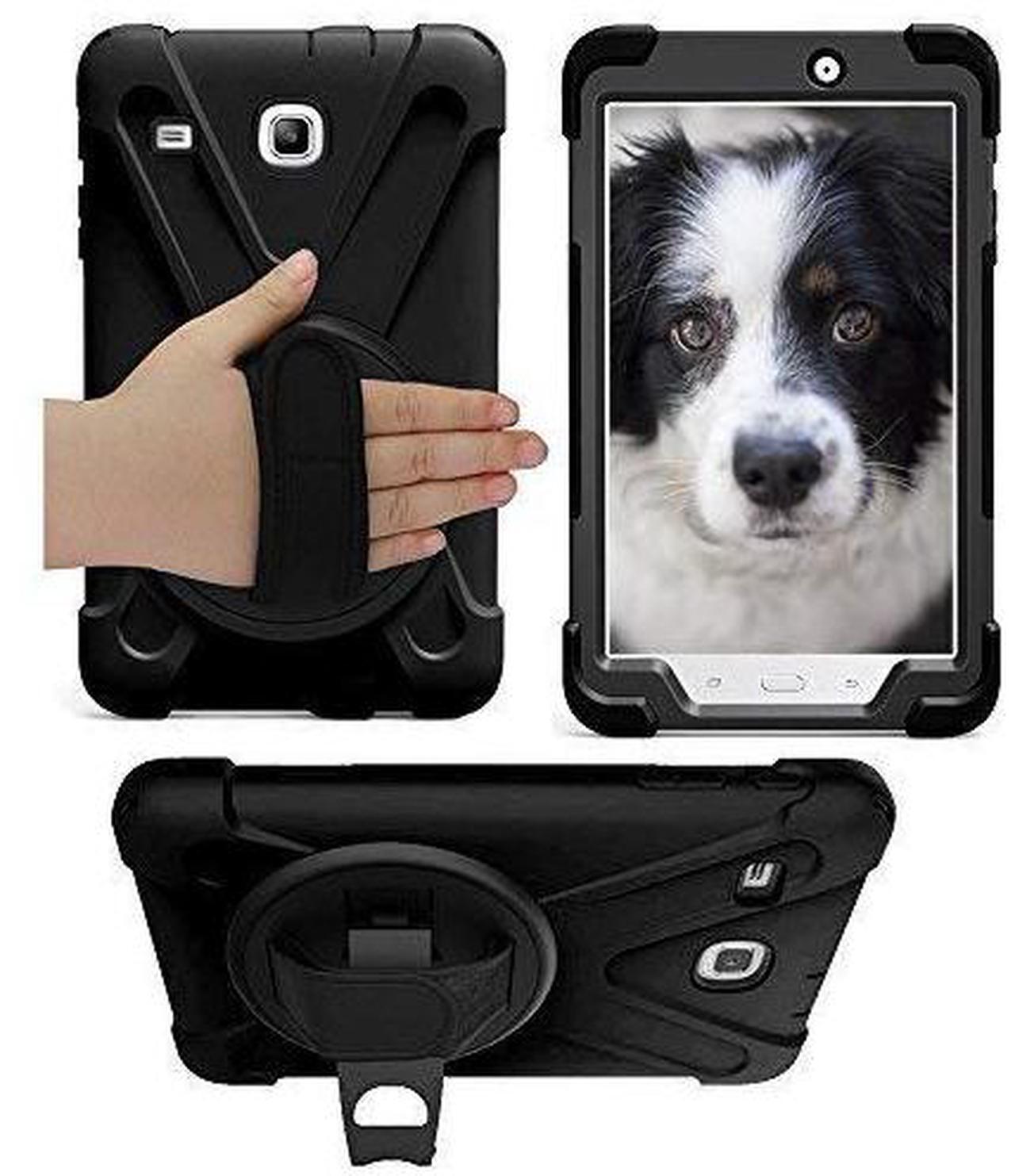 Alt view image 2 of 8 - Premium Shield Heavy Duty Shockproof Case Protection Cover with 360 Rotation Handstrap and Kickstand For Samsung Galaxy Tab E 8.0 SM-T377 [BLUE] by KIQ