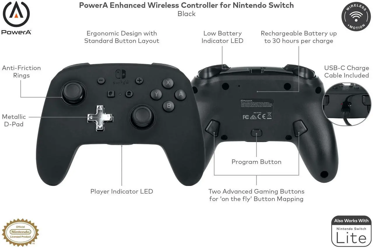 Alt view image 9 of 14 - poweraenhanced wireless controller for nintendo switch - black