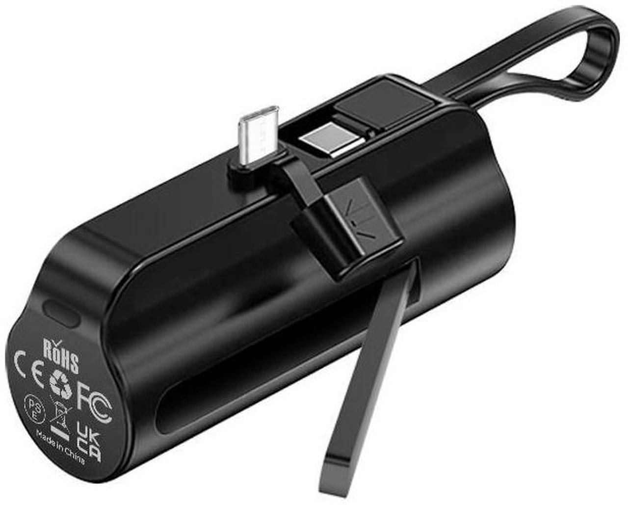 Main image of EAGET EP01R Power Bank with Built-in USB-C Connector, with Stand, Black, 5,000mAh Portable Charger 5V 2.4A, for iPhone 16/15 Series, Samsung, iPad Pro/Air, and More