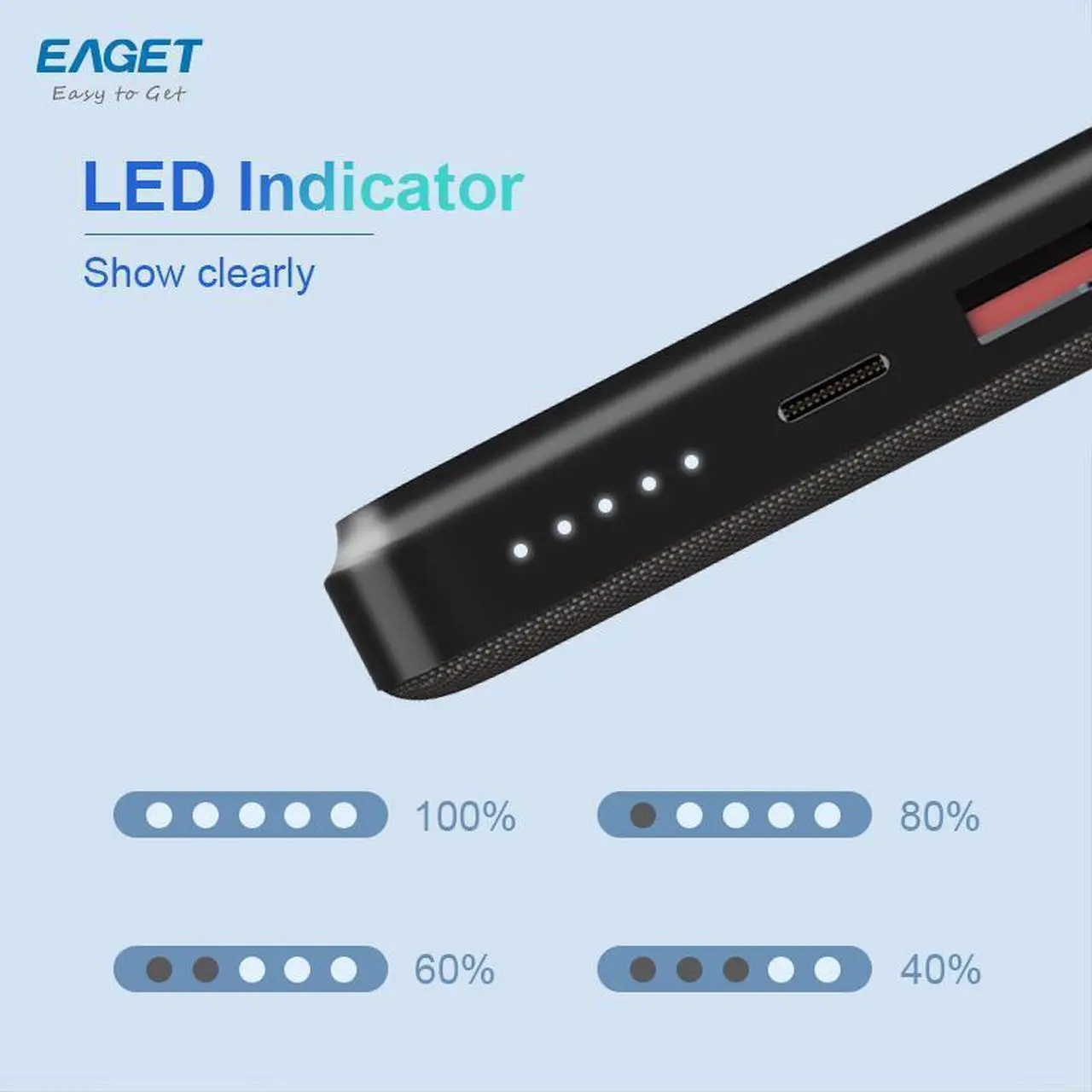 Alt view image 4 of 7 - EAGET EP06 Magnetic Power Bank, 10,000mAh Wireless Portable Charger, PD18W Fast Charging Battery Pack with USB-C for Magsafe, iPhone 16/16 Pro/15/15 Plus/15Pro/15 Pro Max, iPhone14/13/12 Series, Black
