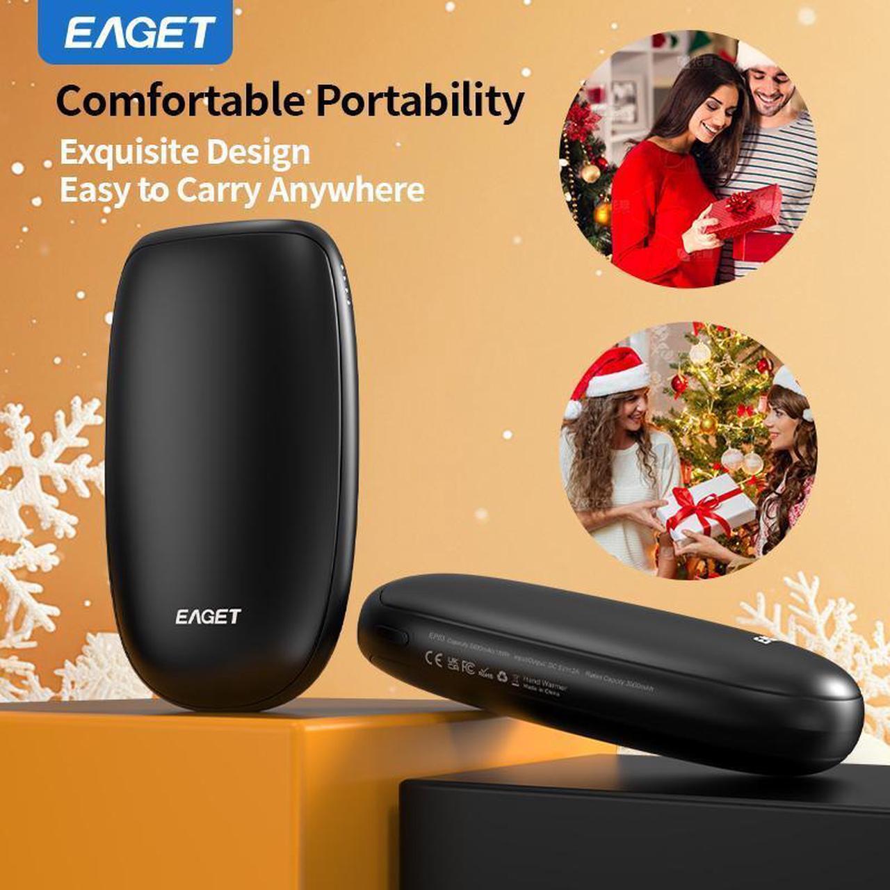 Alt view image 3 of 7 - EAGET EP03 Hand Warmers Rechargeable, 5000mAh Electric Hand Warmer Dual-Sided Heating 14Hrs Warmth 3 Heating Level USB-C Portable Pocket Heater for Raynauds, Hunting, Golf, Camping