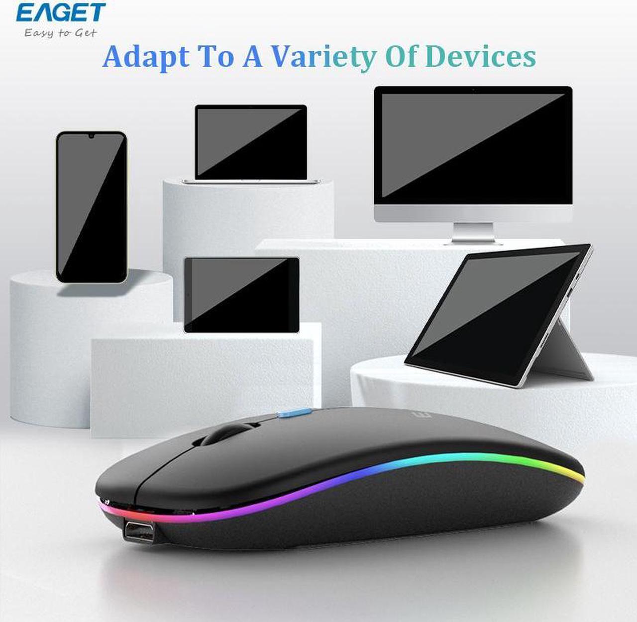 Alt view image 7 of 7 - EAGET Wireless Bluetooth Mouse, Dual Mode Connectivity (Bluetooth 5.0 & 2.4G USB) Computer Mouse, Sleek, Portable, Compact Design in 6 Colors for iPad, Laptop & PC Use (White)
