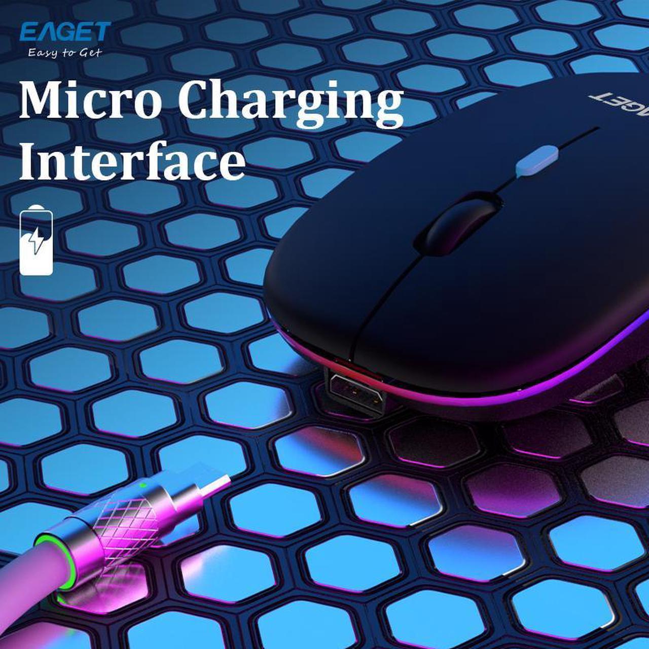 Alt view image 6 of 7 - EAGET Wireless Bluetooth Mouse, Dual Mode Connectivity (Bluetooth 5.0 & 2.4G USB) Computer Mouse, Sleek, Portable, Compact Design in 6 Colors for iPad, Laptop & PC Use (Pink)