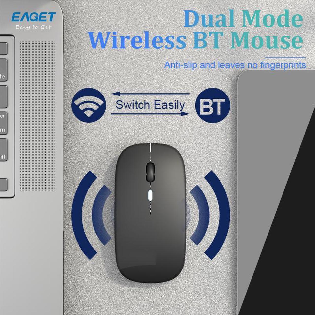 Alt view image 2 of 7 - EAGET Wireless Bluetooth Mouse, Dual Mode Connectivity (Bluetooth 5.0 & 2.4G USB) Computer Mouse, Sleek, Portable, Compact Design in 6 Colors for iPad, Laptop & PC Use (Gold)