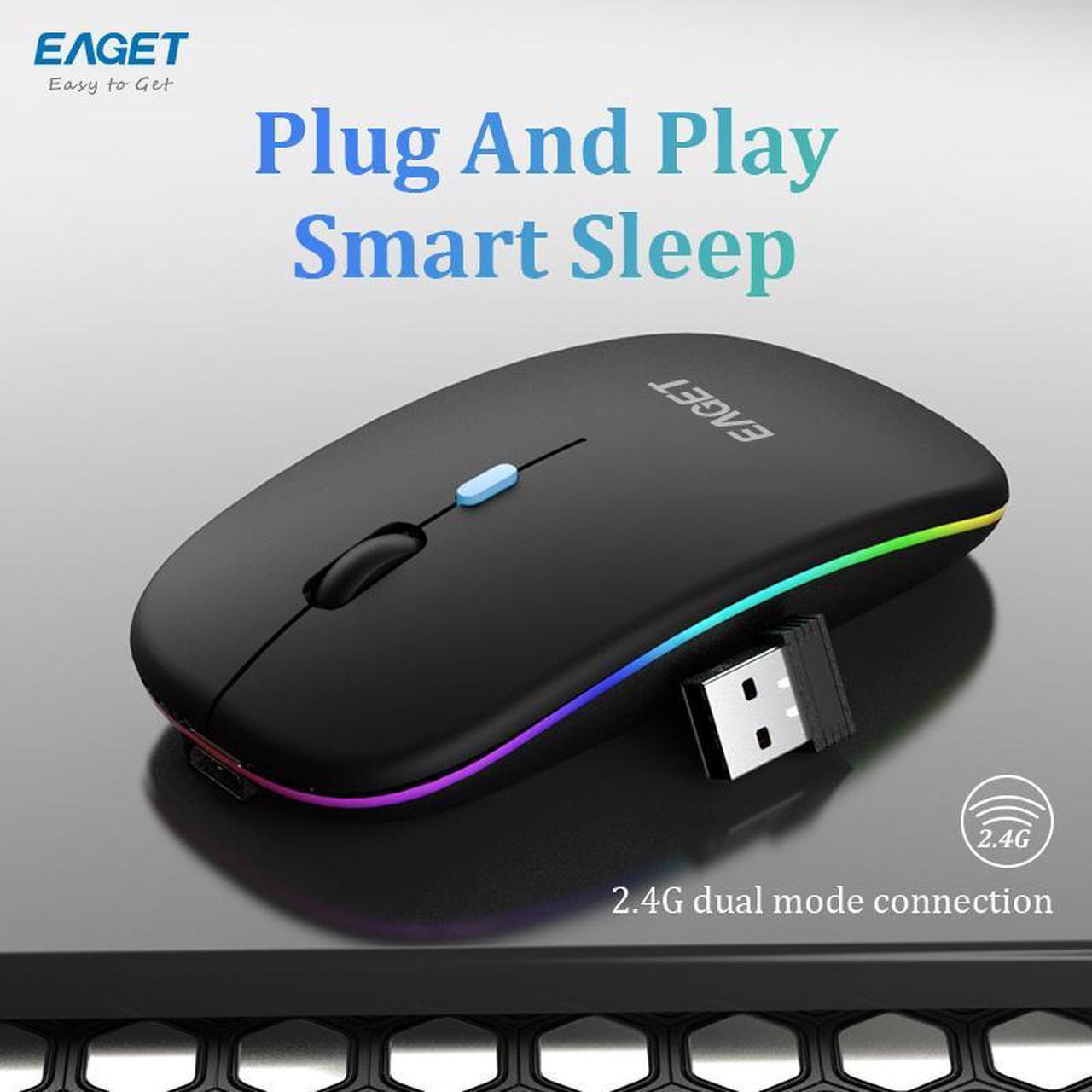 Alt view image 4 of 7 - EAGET Wireless Bluetooth Mouse, Dual Mode Connectivity (Bluetooth 5.0 & 2.4G USB) Computer Mouse, Sleek, Portable, Compact Design in 6 Colors for iPad, Laptop & PC Use (Gold)
