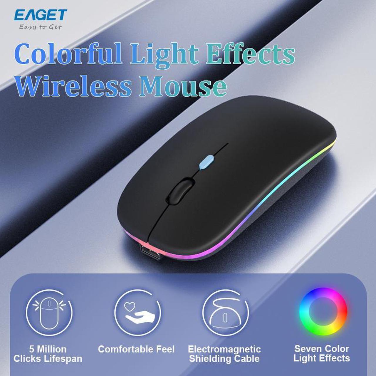 Alt view image 2 of 7 - EAGET Wireless Bluetooth Mouse, Dual Mode Connectivity (Bluetooth 5.0 & 2.4G USB) Computer Mouse, Sleek, Portable, Compact Design in 6 Colors for iPad, Laptop & PC Use ( Grey)