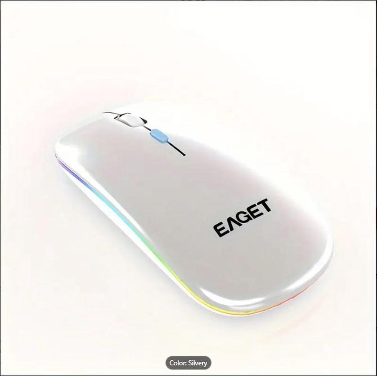 Main image of EAGET Wireless Bluetooth Mouse, Dual Mode Connectivity (Bluetooth 5.0 & 2.4G USB) Computer Mouse, Sleek, Portable, Compact Design in 6 Colors for iPad, Laptop & PC Use (Silver)