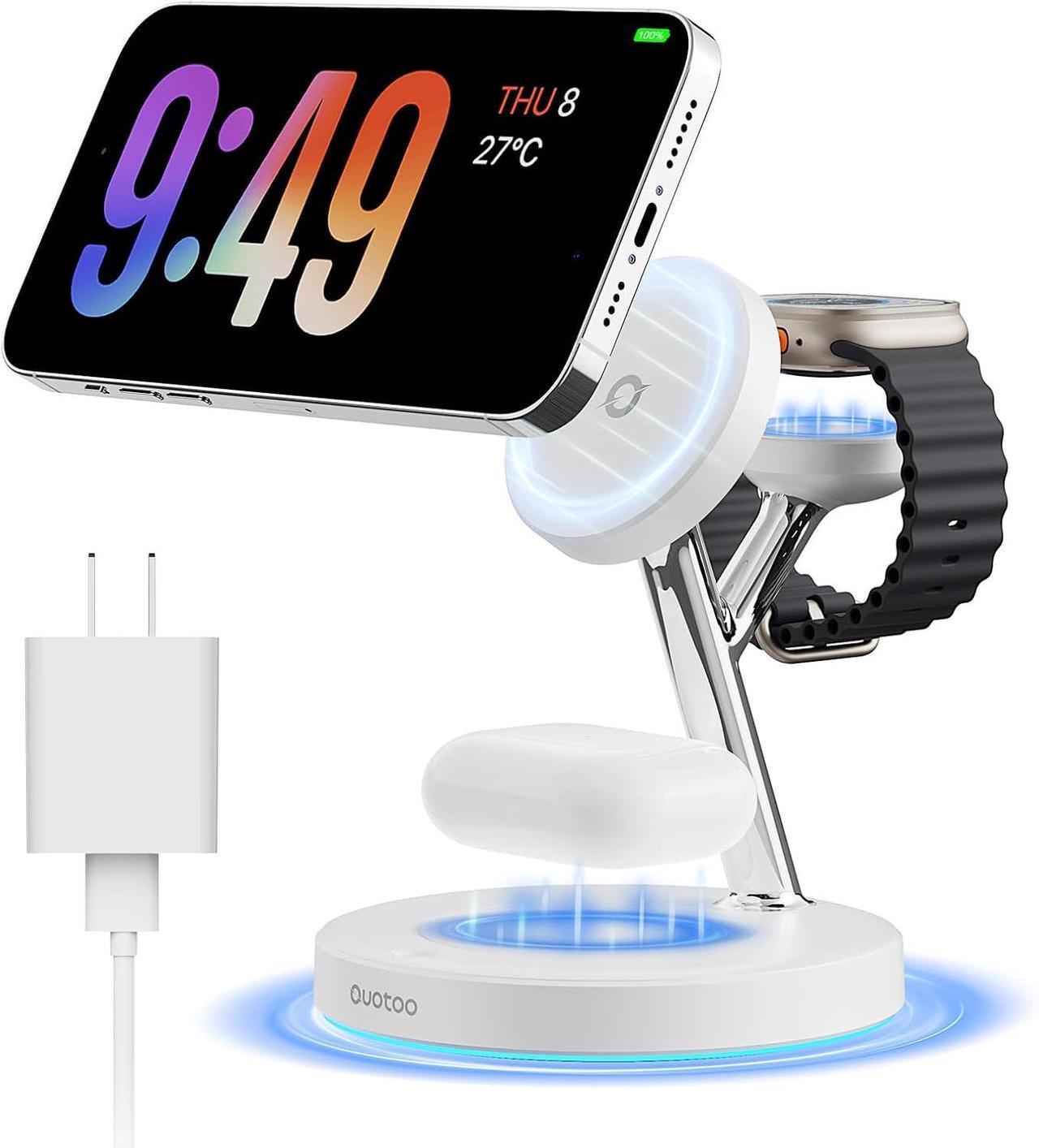 Main image of 2025 3 in 1 Charging Station Compatible with Magsafe Charger Wireless Charger Stand for iPhone 16 15 14 13 12 Series Wireless Charging Station for AirPods Wireless Charging Stand for iWatch Series