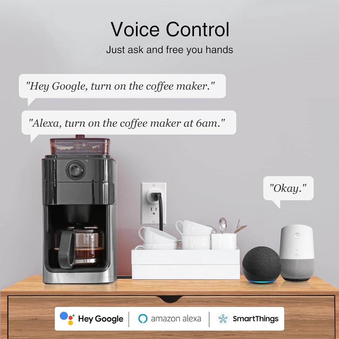 Alt view image 3 of 7 - GHome Smart Plug,WiFi Smart Plugs Compatible with Alexa and Google Home,Smart WiFi Outlet with Remote Control and Timer Function,2.4GHz Wi-Fi Only,No Hub Required, ETL FCC Listed,White(1 Pack)
