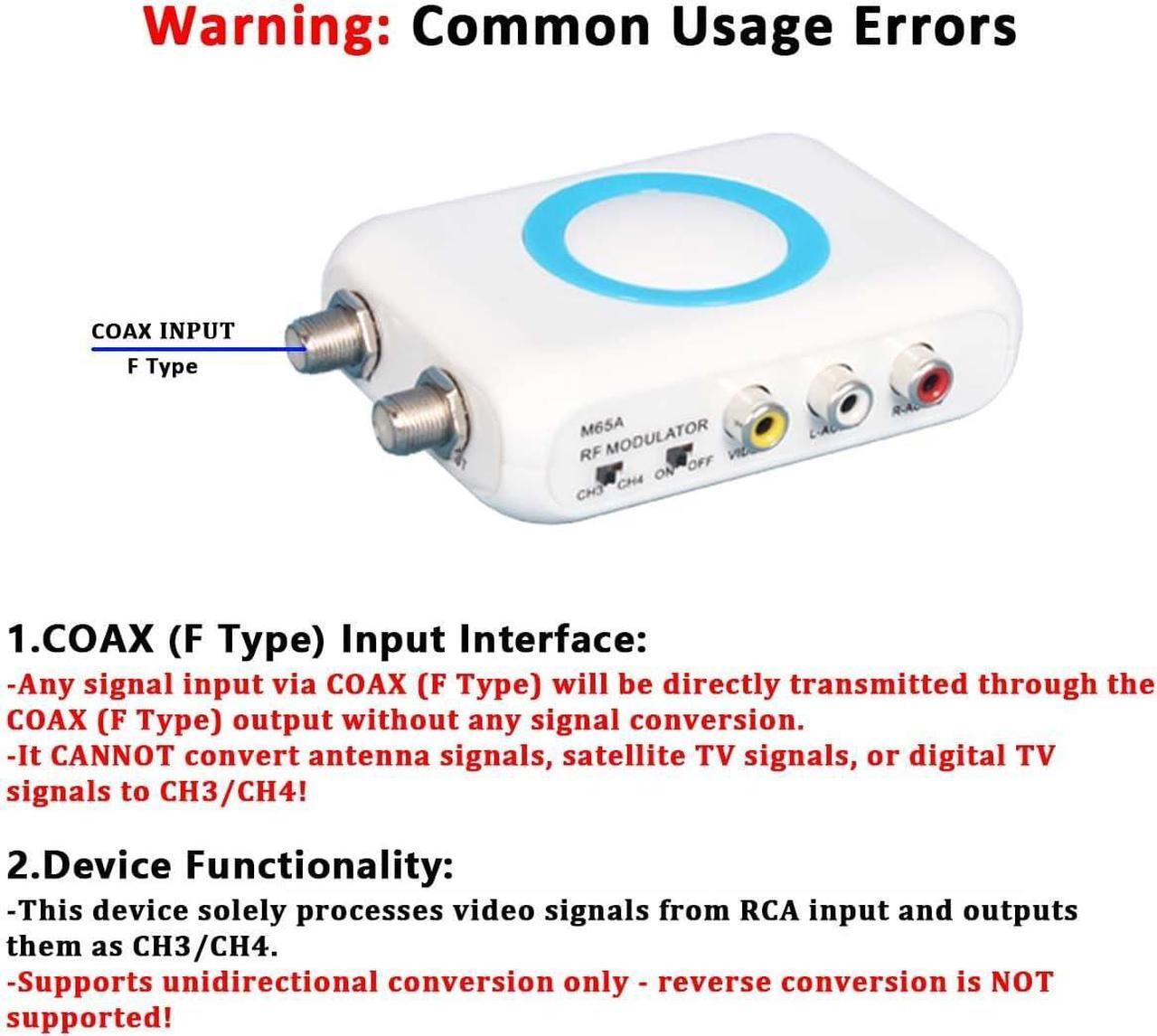 Alt view image 6 of 7 - RF Modulator RCA Coax Adapter CVBS VHF Converter w/ANT in/Out & Channel Switch for VCRs DVD Bule-ray Players Fire Stick PS3 PS4 TV Tuner Satellite Set-top Cable Box AV Video to Analog NTSC Coaxial TV