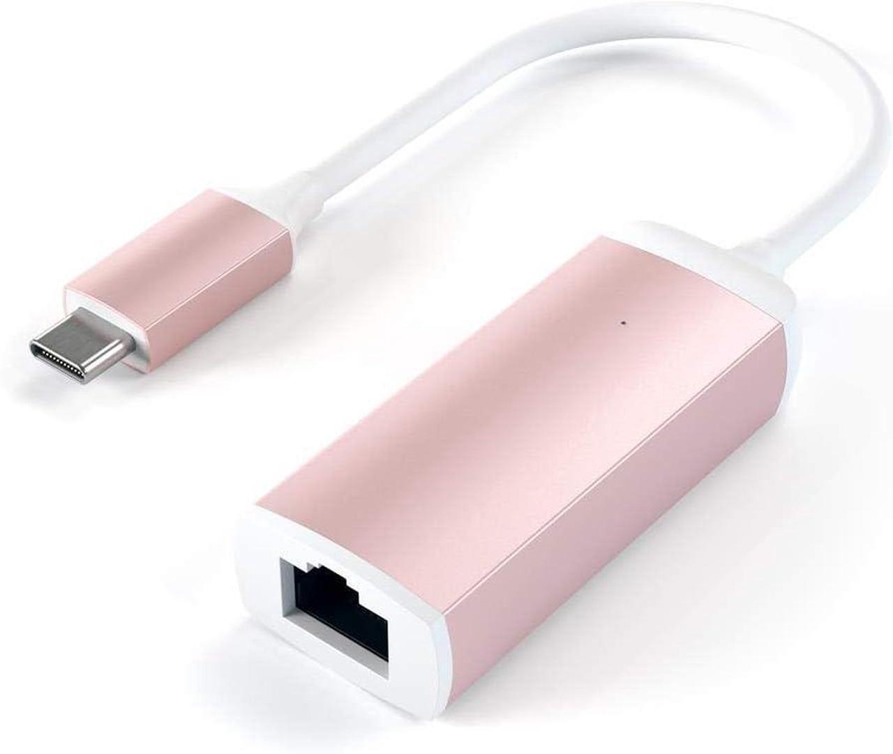 Main image of Satechi USB C to Ethernet Cable, Type-C Gigabit Ethernet Adapter, Aluminum Portable Ethernet-to-USB Converter for MacBook Pro/Air, iPad Pro/Air/Mini, Windows Laptop, Compatible with Switch (Rose Gold)