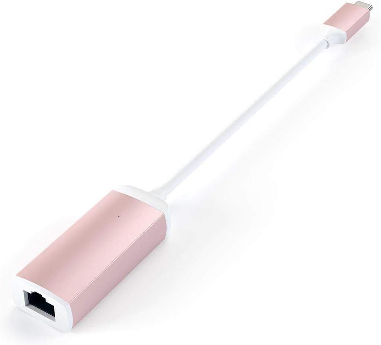 Alt view image 2 of 3 - Satechi USB C to Ethernet Cable, Type-C Gigabit Ethernet Adapter, Aluminum Portable Ethernet-to-USB Converter for MacBook Pro/Air, iPad Pro/Air/Mini, Windows Laptop, Compatible with Switch (Rose Gold)
