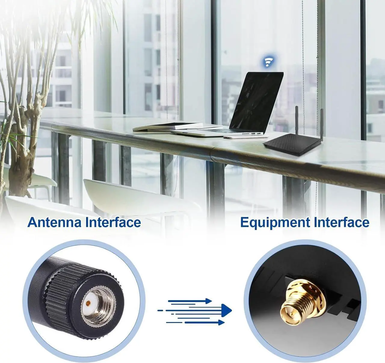 Alt view image 3 of 7 - Bingfu Dual Band WiFi 2.4GHz 5GHz 5.8GHz 8dBi MIMO RP-SMA Male Antenna (4-Pack) for WiFi Router Wireless Network Card USB Adapter Security IP Camera Video Surveillance Monitor