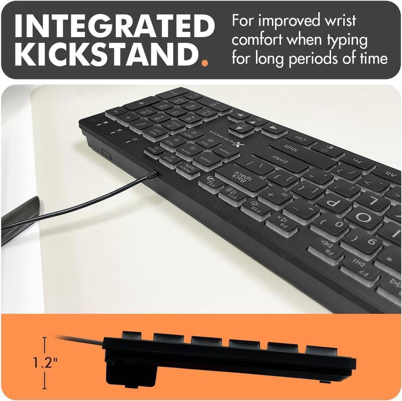 Alt view image 5 of 7 - Large Print Backlit Keyboard Wired  Easy-to-See Light Up Keys for Seniors, Elderly, and Kids  USB Illuminated Keyboard with 7 Backlight Colors, Oversized Letters for Effortless Typing