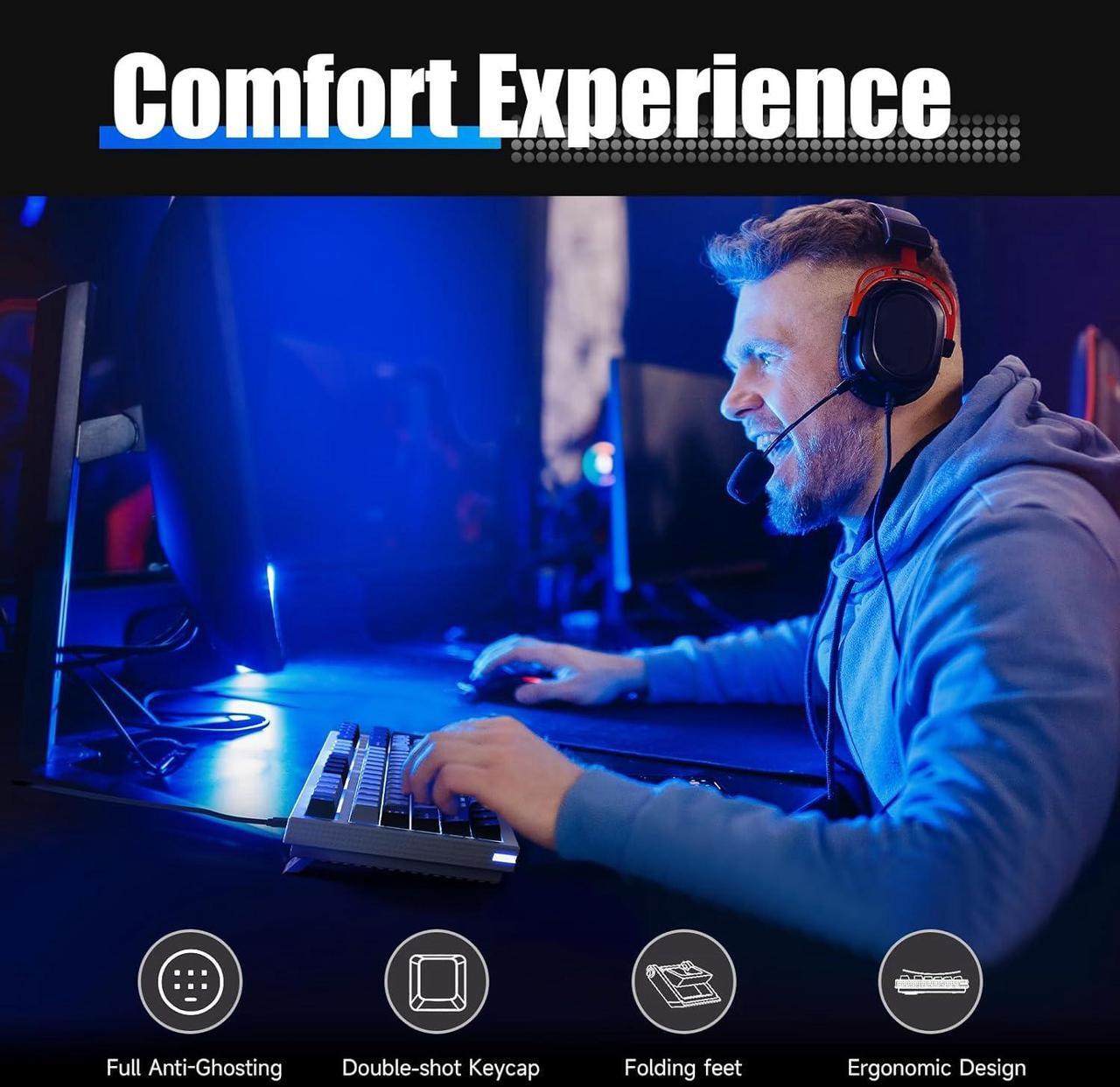 Alt view image 6 of 6 - KEMOVE K98SE Mechanical Gaming Keyboard, 98 Keys LED Backlit Programmable, 96% Wired Computer Keyboard with Double Sound Dampening Foam, Pre-lubed Red Switch