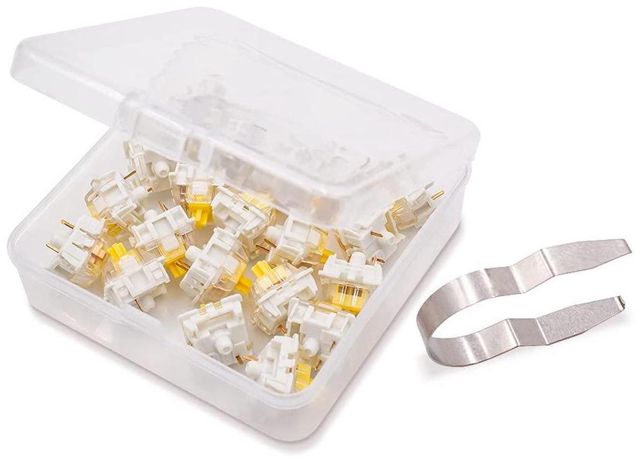 Alt view image 3 of 6 - Gateron KS-9 20 Pack Yellow Switches - 3-Pin, White Bottom-Housing, SMD RGB-Light Compatible Switches for Smooth and Tactile Keystrokes-Cherry MX Compatible