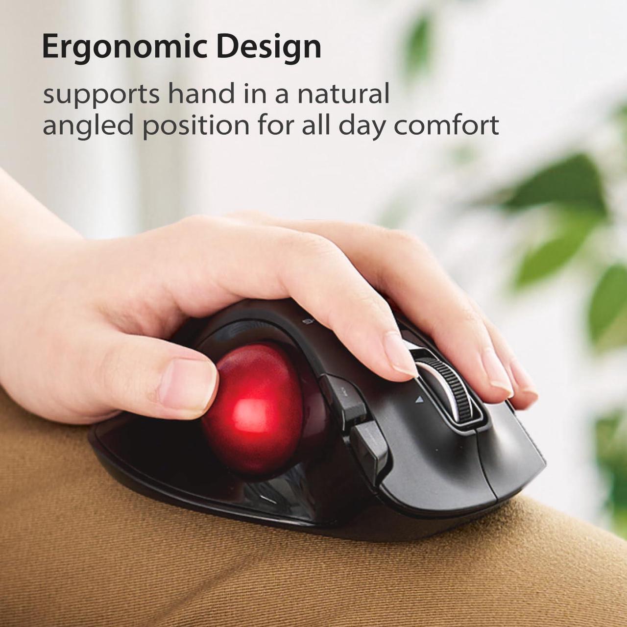 Alt view image 3 of 7 - ELECOM EX-G Left Handed Trackball Mouse, 2.4 GHz USB Wireless, Ergonomic, Thumb Control, Tracking Roller Ball, 6 Programmable Buttons, Tilt Scroll