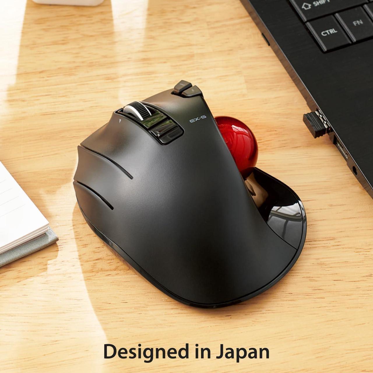 Alt view image 7 of 7 - ELECOM EX-G Left Handed Trackball Mouse, 2.4 GHz USB Wireless, Ergonomic, Thumb Control, Tracking Roller Ball, 6 Programmable Buttons, Tilt Scroll