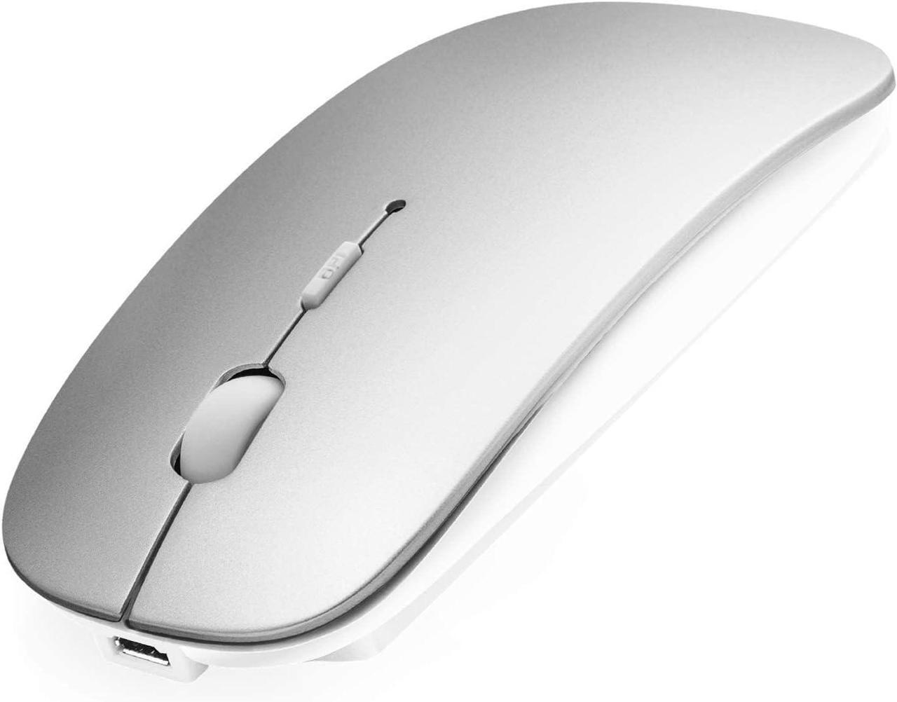 Main image of Bluetooth Mouse, Rechargeable Wireless Mouse Compatible with Macbook Air/Pro/Mac/iPad/Laptop/Tablet/Notebook/PC/Desktop, Slim Portable USB Mice for Windows/Linux/Android/(iOS 13.1.2 and Above), Sliver