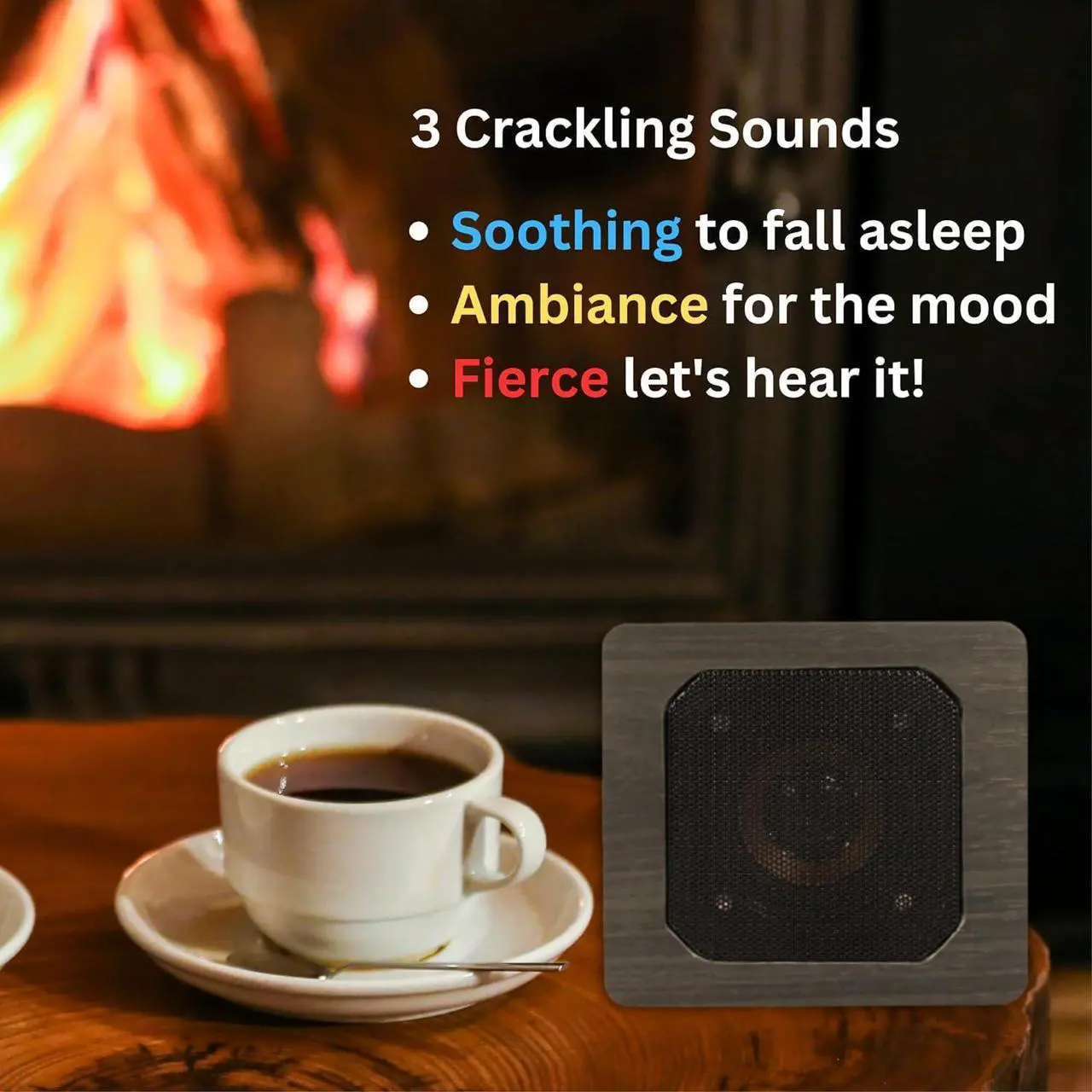 Alt view image 2 of 7 - Trebisky Fire Crackler Sound System Comfort Crackling Sound Effect Maker Rechargeable Portable Bluetooth Speaker for Electric Gas Fireplace Soothing White Noise Machine (Gen 2)