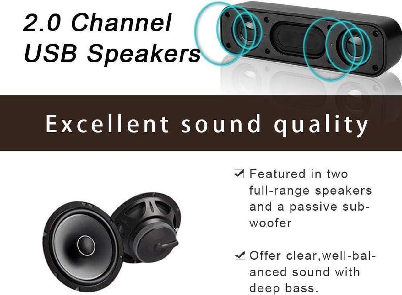 Alt view image 3 of 7 - USB Computer Speaker,USB Powered Mini Soundbar Speaker,Laptop Stereo Speakers with Space Saving Design for Computer Laptop Desktop PC Dorm Offce Desk Restaurant